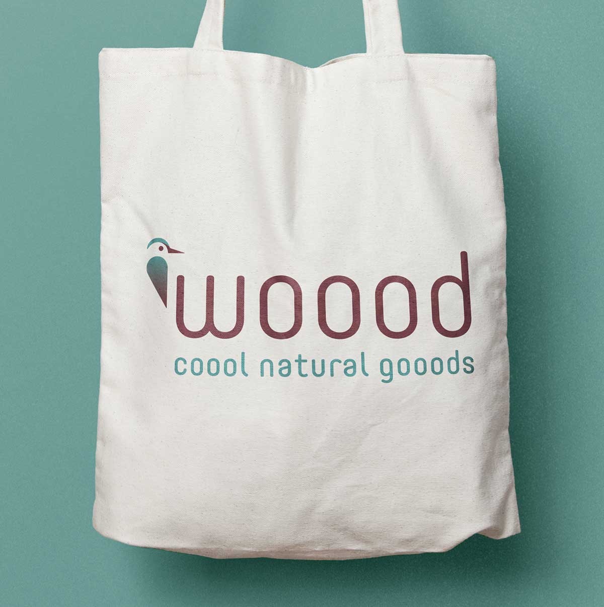 Stofftasche mit Logo von woood - coool natural gooods